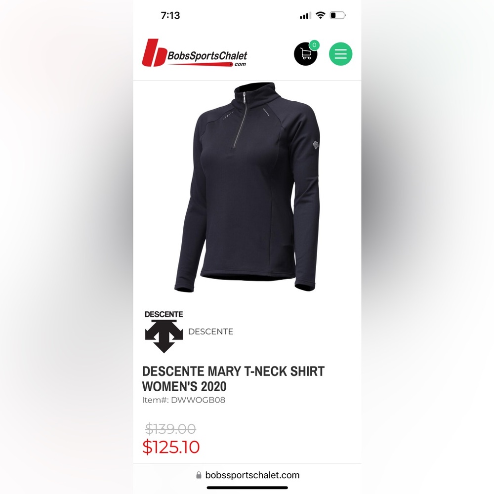 Descente Mary t neck ski mid layer top